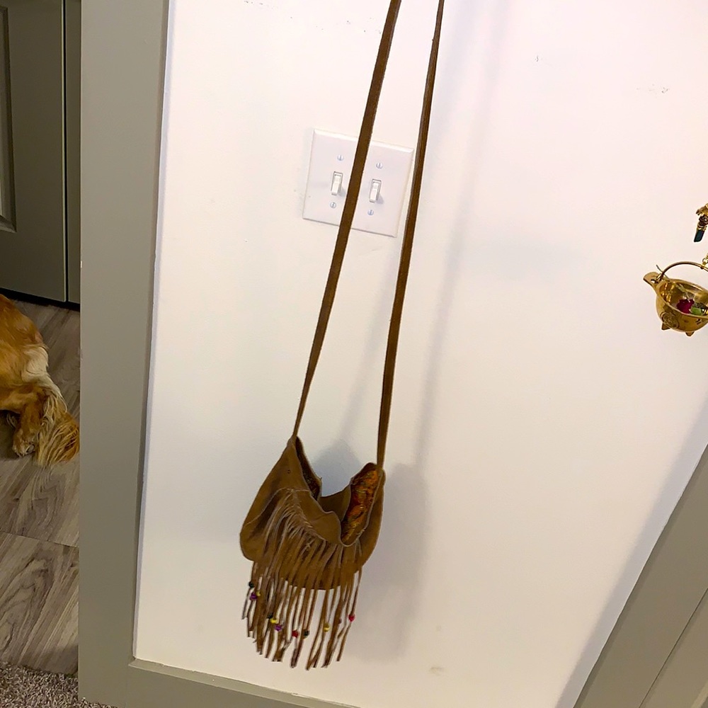 Cross-body suede purse